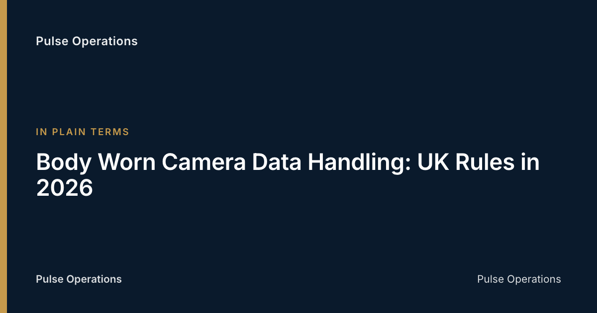Body Worn Camera Data Handling: UK Rules in 2026 — Pulse Operations