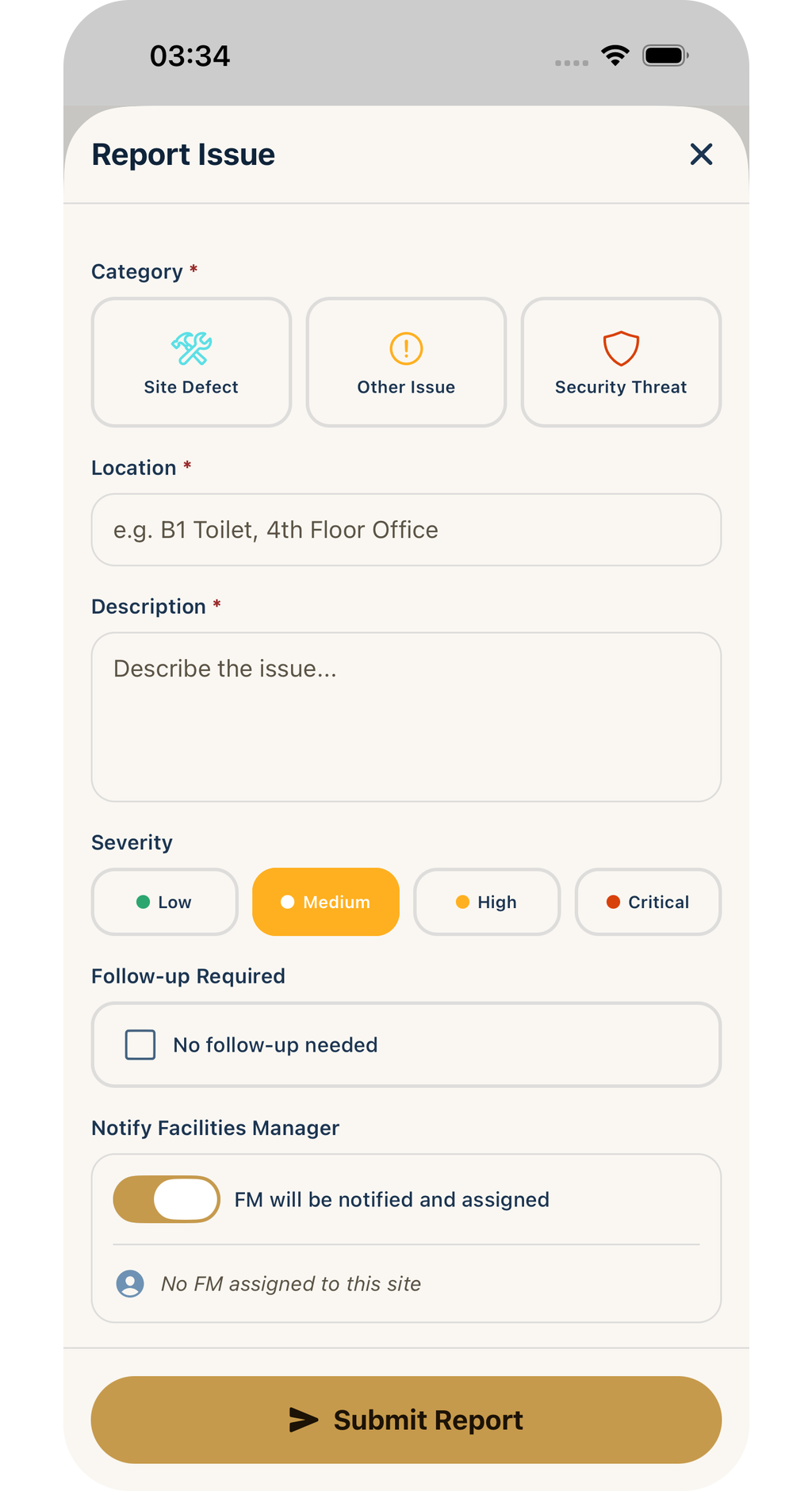 Reporting an incident in the Pulse officer app: type, severity, photo evidence and what happened